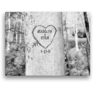 Personalized Carved Tree Canvas In Black and White Available In Multiple Sizes   553716924